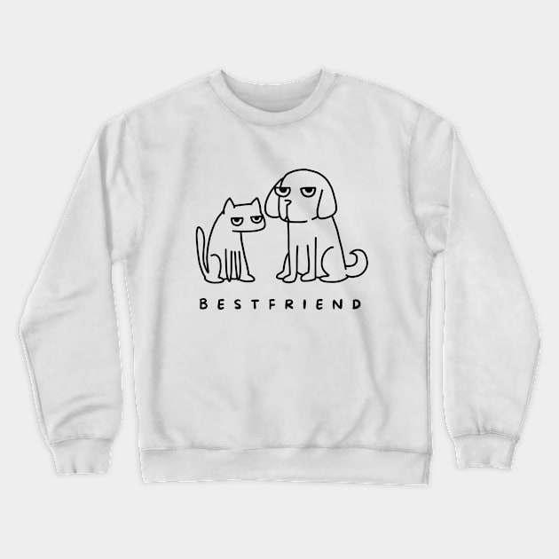 Dog and Cat Best Friends T- Shirt Crewneck Sweatshirt by Radi-SH